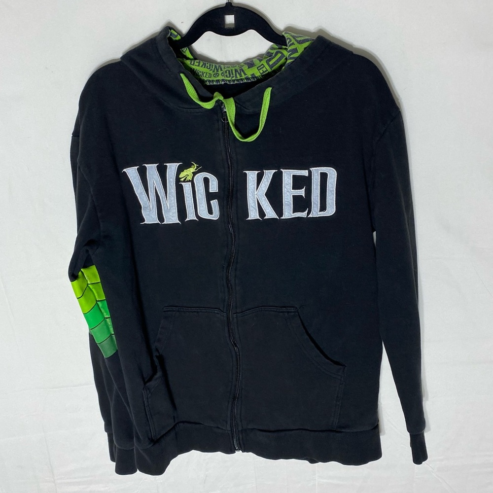 Wicked Wear Black Green Embroidered Zip Hoodie M
